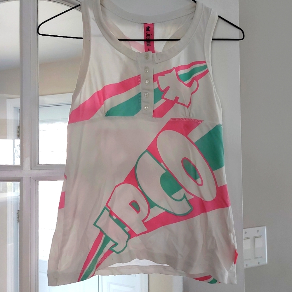 Youth Joshua Perets White and Pink Graphic Tank Top